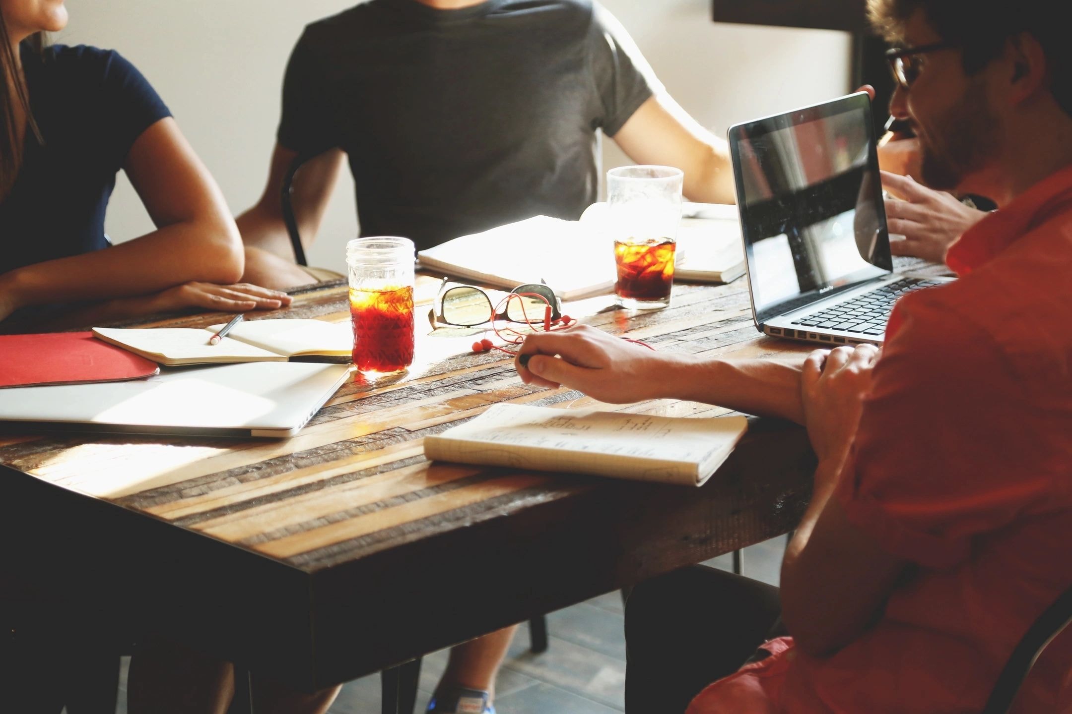 Diverse team collaborating around a conference table